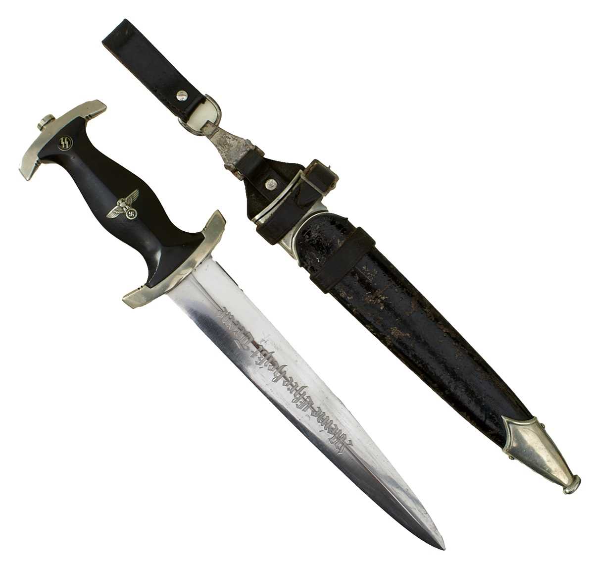 Lot 603 - A THIRD REICH SS MANS DAGGER AND HANGER WITH