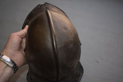 Lot 352 - AN ENGLISH CIVIL WAR PERIOD LOBSTER POT HELMET