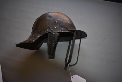 Lot 352 - AN ENGLISH CIVIL WAR PERIOD LOBSTER POT HELMET