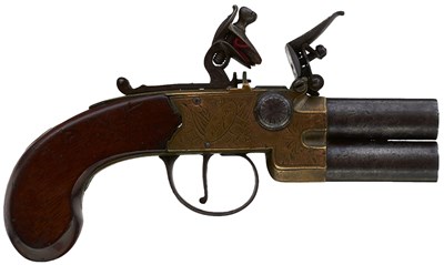 Lot 757 - AN 80-BORE FLINTLOCK BOXLOCK TAP ACTION POCKET PISTOL