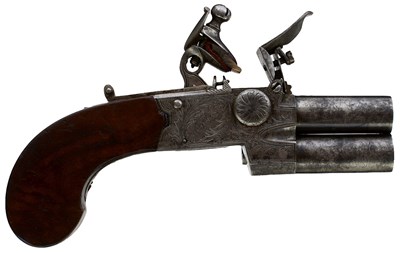 Lot 760 - A 120-BORE FLINTLOCK BOXLOCK TAP ACTION POCKET PISTOL