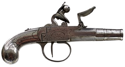 Lot 761 - A PAIR OF 120-BORE ALL STEEL FLINTLOCK POCKET PISTOLS