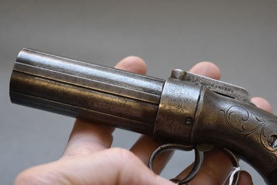 Lot 792 - A SMALL BORE SIX-SHOT PERCUSSION ALLEN & THURBER PEPPERBOX REVOLVER