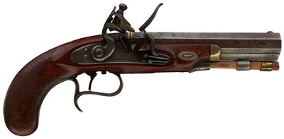 Lot 794 - A PAIR OF .45 CALIBRE FLINTLOCK AMERICAN RIFLED TRAVELLING PISTOLS