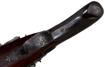 Lot 640 - A CRISP CASED 18-BORE FLINTLOCK BY WILLIAM MILLS