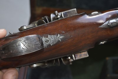 Lot 640 - A CRISP CASED 18-BORE FLINTLOCK BY WILLIAM MILLS