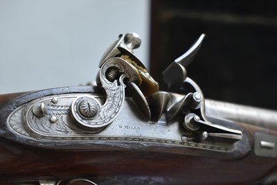 Lot 640 - A CRISP CASED 18-BORE FLINTLOCK BY WILLIAM MILLS