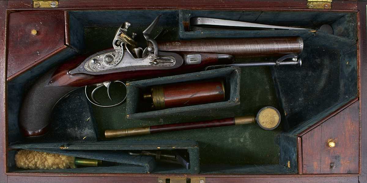 Lot 640 - A CRISP CASED 18-BORE FLINTLOCK BY WILLIAM MILLS