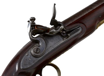 Lot 810 - A CASED PAIR OF .650 CALIBRE FLINTLOCK OFFICER'S OR CITY PISTOLS BY JAMES WILKINSON