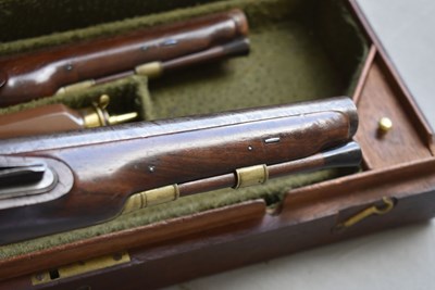 Lot 810 - A CASED PAIR OF .650 CALIBRE FLINTLOCK OFFICER'S OR CITY PISTOLS BY JAMES WILKINSON