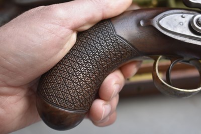 Lot 810 - A CASED PAIR OF .650 CALIBRE FLINTLOCK OFFICER'S OR CITY PISTOLS BY JAMES WILKINSON