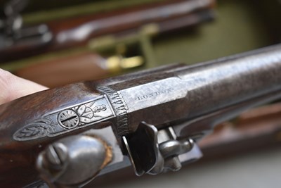 Lot 810 - A CASED PAIR OF .650 CALIBRE FLINTLOCK OFFICER'S OR CITY PISTOLS BY JAMES WILKINSON
