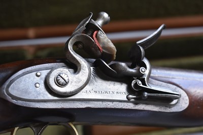 Lot 810 - A CASED PAIR OF .650 CALIBRE FLINTLOCK OFFICER'S OR CITY PISTOLS BY JAMES WILKINSON