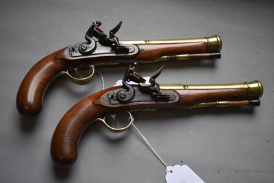 Lot 642 - A PRISTINE PAIR OF FLINTLOCK BLUNDERBUSS PISTOLS BY SHARMAN