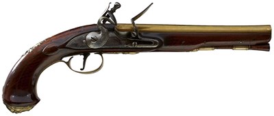 Lot 643 - A PAIR OF 25-BORE FLINTLOCK HOLSTER PISTOLS BY HALL