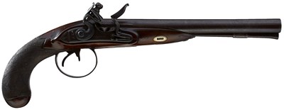 Lot 645 - A .650 CALIBRE DOUBLE BARRELLED FLINTLOCK OFFICER'S PISTOL BY PARKER