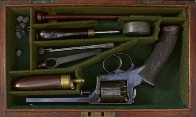 Lot 796 - A CRISP CASED 120-BORE FIVE-SHOT PERCUSSION 51 ADAMS REVOLVER BY BLANCHE & SON