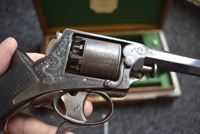 Lot 799 - A CASED 80-BORE FIVE-SHOT PERCUSSION THIRD MODEL DOUBLE TRIGGER TRANTER REVOLVER