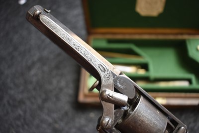 Lot 799 - A CASED 80-BORE FIVE-SHOT PERCUSSION THIRD MODEL DOUBLE TRIGGER TRANTER REVOLVER