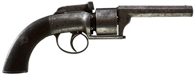 Lot 806 - A 100-BORE SIX-SHOT PERCUSSION TRANSITIONAL REVOLVER