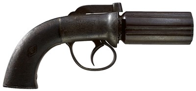 Lot 808 - A 120-BORE SIX-SHOT PERCUSSION PEPPERBOX REVOLVER