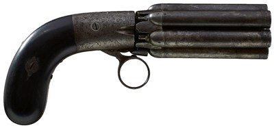 Lot 811 - A 120-BORE SIX-SHOT PERCUSSION MARIETTE'S PATENT RING TRIGGER PEPPERBOX REVOLVER