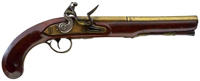 Lot 655 - A .650 CALIBRE FLINTLOCK OFFICER'S BELT PISTOL BY THOMAS & STORRS