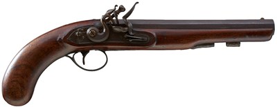 Lot 657 - A .650 CALIBRE FLINTLOCK OFFICER'S PISTOL BY BASS