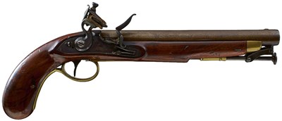 Lot 660 - A .650 CALIBRE IRISH FLINTLOCK OFFICER'S PISTOL BY GALLAGHER OF DUBLIN