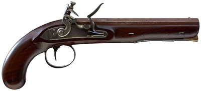 Lot 663 - A CRISP 20-BORE FLINTLOCK OFFICER'S PISTOL BY HENRY NOCK