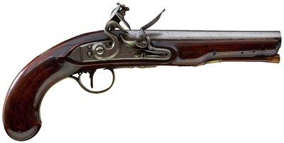 Lot 664 - A .600 CALIBRE FLINTLOCK RIFLED OFFICER'S PISTOL BY KETLAND & CO.