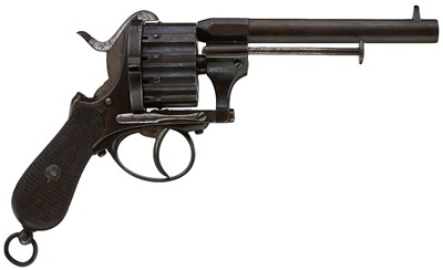 Lot 812 - A SCARCE AND CRISP 7MM 12-SHOT PINFIRE REVOLVER