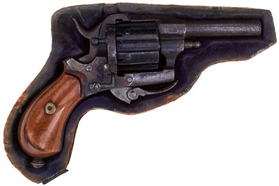 Lot 813 - A BELGIAN PIPE-CASED 7MM SIX-SHOT PINFIRE REVOLVER