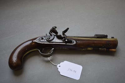 Lot 666 - A FLINTLOCK BLUNDERBUSS BAYONET PISTOL BY BOND