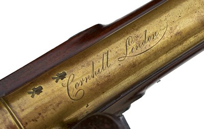 Lot 666 - A FLINTLOCK BLUNDERBUSS BAYONET PISTOL BY BOND