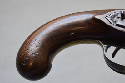 Lot 666 - A FLINTLOCK BLUNDERBUSS BAYONET PISTOL BY BOND