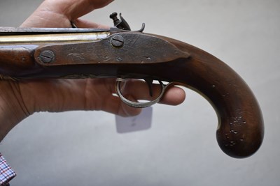 Lot 666 - A FLINTLOCK BLUNDERBUSS BAYONET PISTOL BY BOND