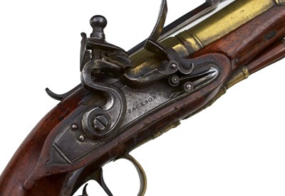 Lot 667 - A FLINTLOCK BLUNDERBUSS BAYONET PISTOL