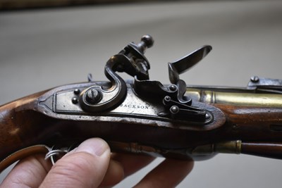 Lot 667 - A FLINTLOCK BLUNDERBUSS BAYONET PISTOL