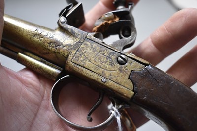 Lot 674 - A 40-BORE FLINTLOCK POCKET PISTOL