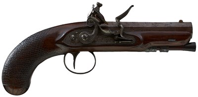 Lot 672 - A 40-BORE FLINTLOCK TRAVELLING BELT PISTOL BY H.W. MORTIMER