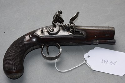 Lot 675 - A 32-BORE FLINTLOCK TRAVELLING PISTOL BY WILLIAM BOND