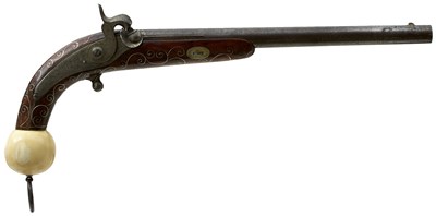 Lot 162 - A FINE 30-BORE BACK ACTION PERCUSSION COSSACK CAVALRY OFFICER'S PISTOL C.1840