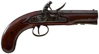 Lot 680 - A 20-BORE FLINTLOCK TRAVELLING PISTOL BY TWIGG