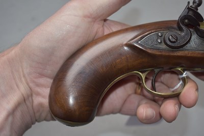 Lot 681 - A .650 CALIBRE FLINTLOCK TRAVELLING MAN-STOPPER PISTOL