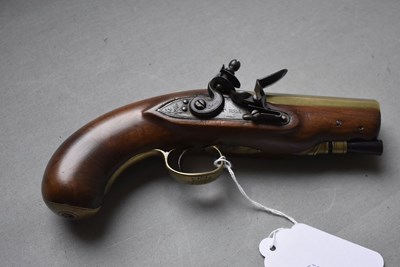 Lot 681 - A .650 CALIBRE FLINTLOCK TRAVELLING MAN-STOPPER PISTOL