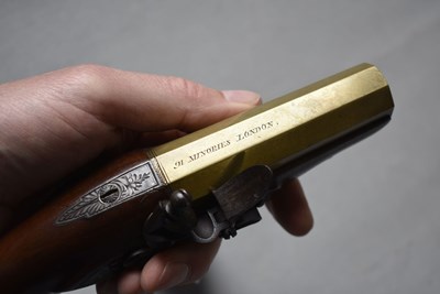 Lot 681 - A .650 CALIBRE FLINTLOCK TRAVELLING MAN-STOPPER PISTOL