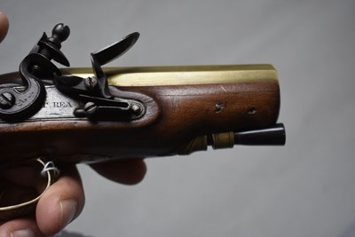 Lot 681 - A .650 CALIBRE FLINTLOCK TRAVELLING MAN-STOPPER PISTOL