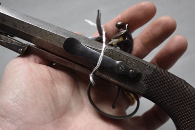 Lot 690 - A CRISP 28-BORE FLINTLOCK BAYONET BELT PISTOL BY JENNENS & CO.