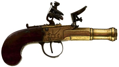 Lot 691 - A PAIR OF CONTINENTAL 54-BORE FLINTLOCK BLUNDERBUSS POCKET PISTOLS